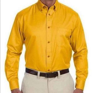 Men's Long-Sleeve Twill Shirt with Stain-Release